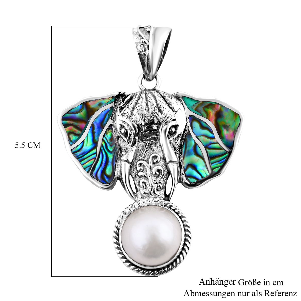 Weiße Mabe Perle (12 mm), Abalone Muschel Anhänger 925 Silber