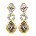 AAA Turkizit und weiße Zirkon-Ohrringe, 925 Silber Gelbgold Vermeil ca. 1.73 ct