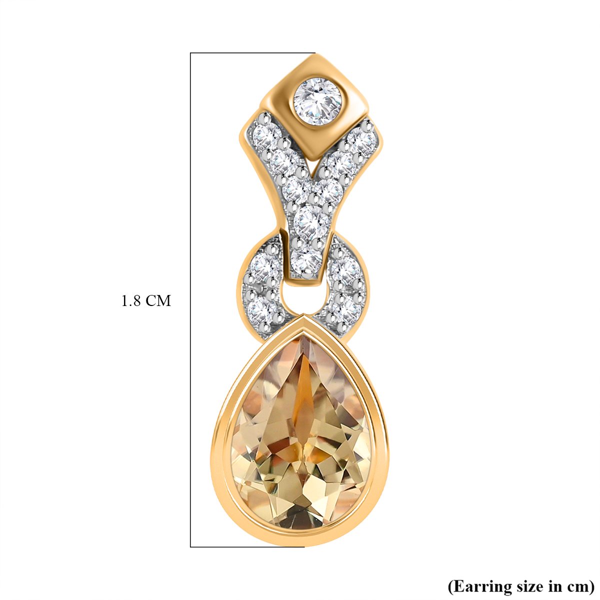 AAA Turkizit und weiße Zirkon-Ohrringe, 925 Silber Gelbgold Vermeil ca. 1.73 ct