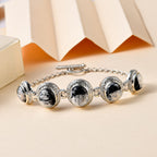 Weißer Büffel Armband ca. 19 cm 925 Silber platiniert ca. 16.79 ct