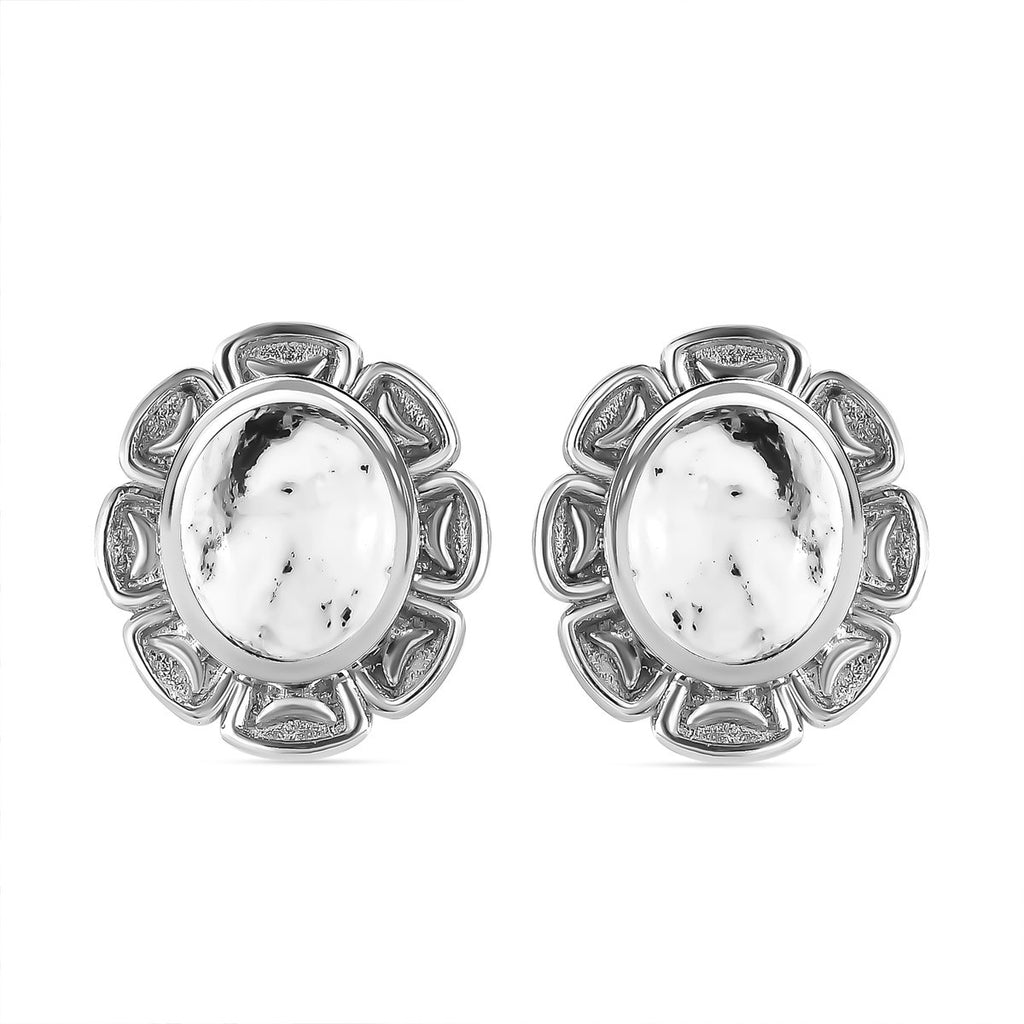 Weißer Büffel Ohrringe 925 Silber platiniert ca. 7.52 ct