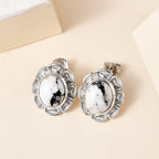 Weißer Büffel Ohrringe 925 Silber platiniert ca. 7.52 ct