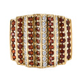 GP Art Deko Kollektion - Weißer Zirkon und roter Granat Ring, 925 Silber Gelbgold Vermeil (Größe 17.00) ca. 4.82 ct