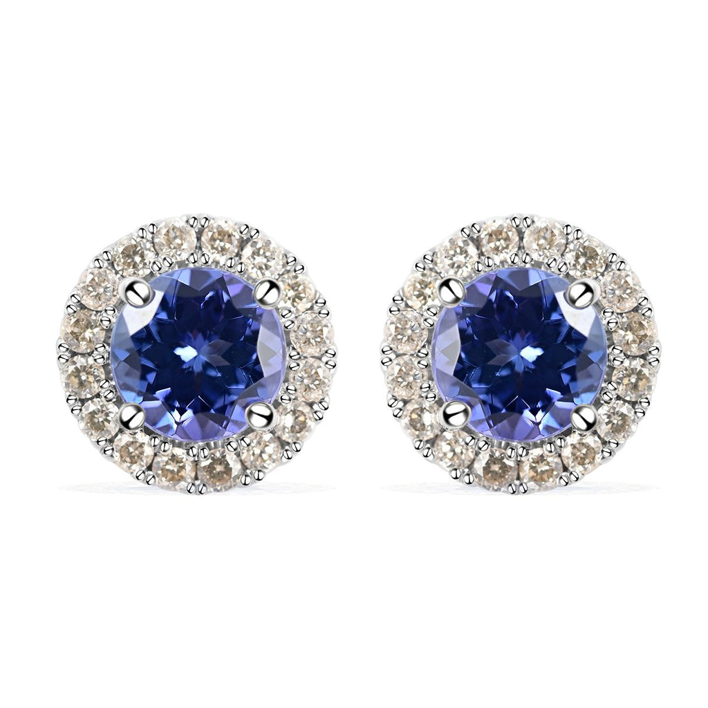 AAAA Tansanit und Diamant Ohrringe, zertifiziert und geprüft, 585 Gold, ca. 1.40 ct