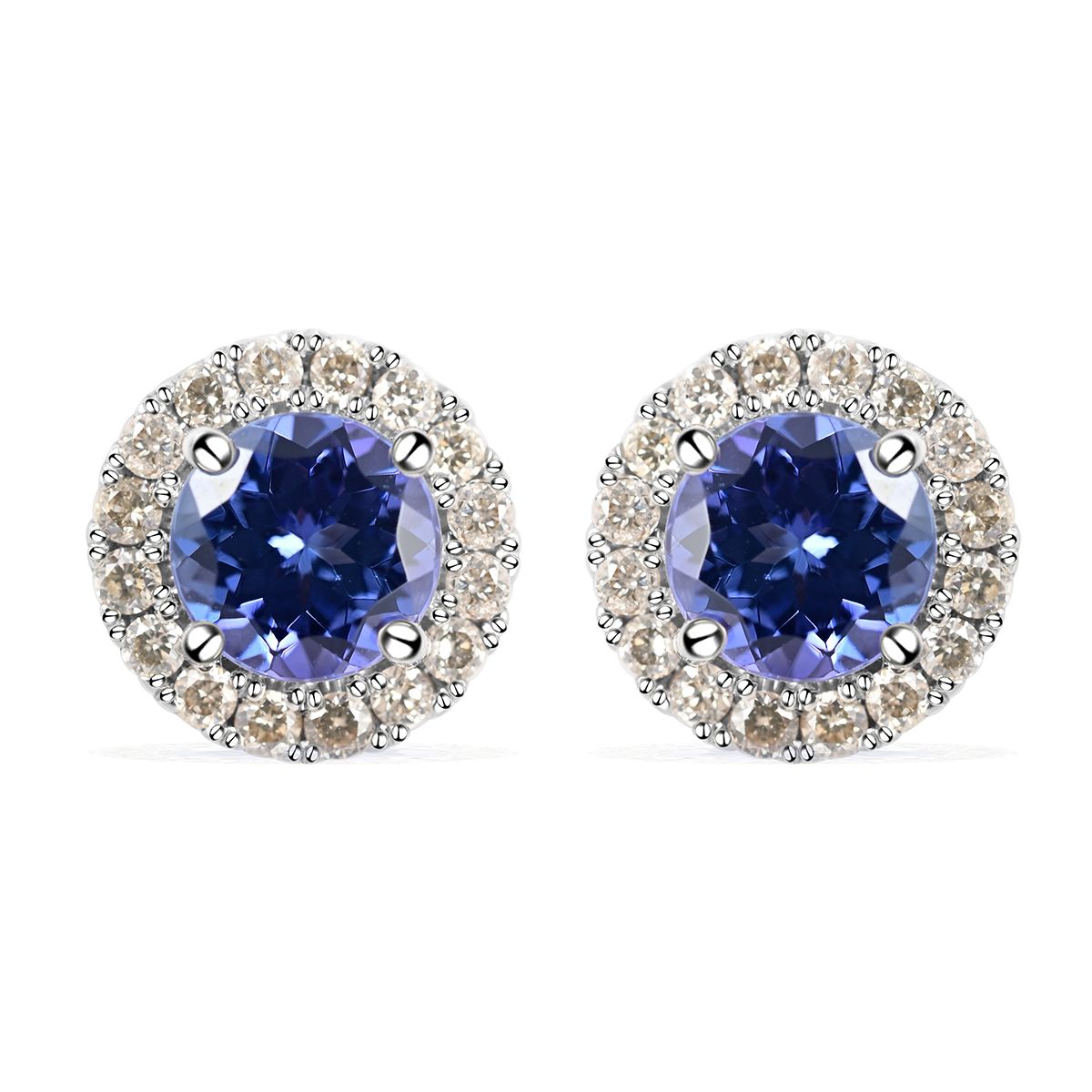 AAAA Tansanit und Diamant Ohrringe, zertifiziert und geprüft, 585 Gold, ca. 1.40 ct