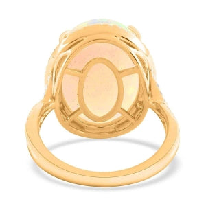 Iliana AAA Natürlicher, äthiopischer Welo Opal, Weißer Diamant SI-GH Ring, AGI zertifiziert und geprüft, 750 Gelb Gold (Größe 18.00) ca. 9,50 ct