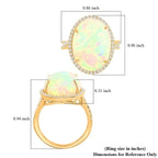 Iliana AAA Natürlicher, äthiopischer Welo Opal, Weißer Diamant SI-GH Ring, AGI zertifiziert und geprüft, 750 Gelb Gold (Größe 18.00) ca. 9,50 ct