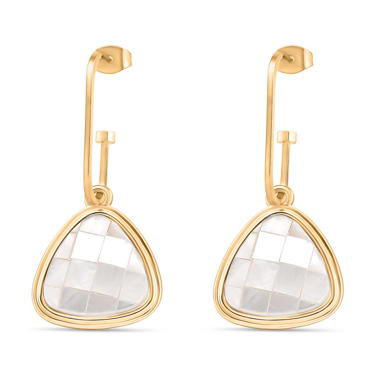 Weiße Muschelkernperlen Ohrringe, Goldfarben