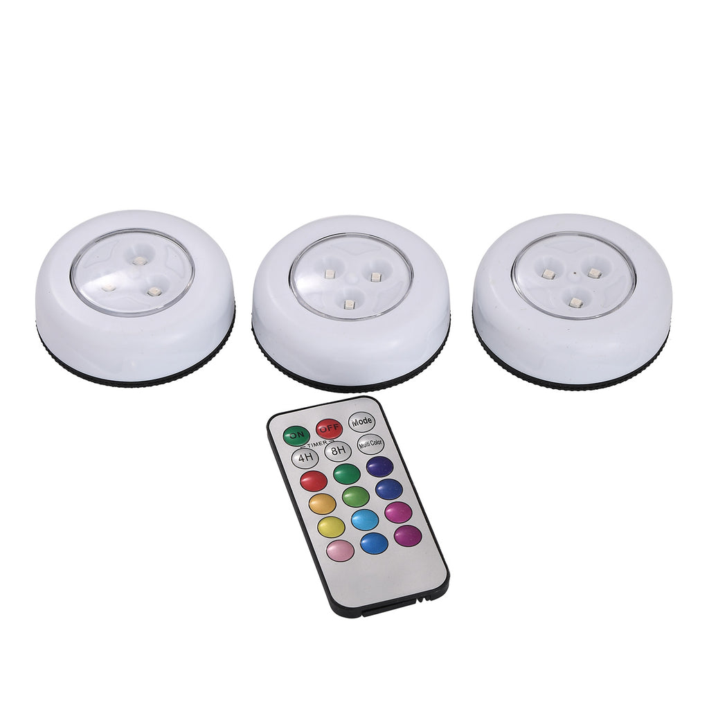 3er Set kabellose mehrfarbige LED-Licht mit Fernbedienung