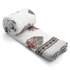 Handgequiltete Baumwoll-Voile-Steppdecke mit Blockdruck, inklusive Stofftasche, 200x200cm, blau