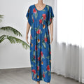 Kurzärmeliges, tailliertes Maxikleid, Größe: 27x132cm, blau