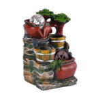 Wasserbrunnen mit LED Lichter und Kristallkugel, 17x14x21 cm, Rote Amphoren und Mühlrad