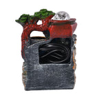 Wasserbrunnen mit LED Lichter und Kristallkugel, 17x14x21 cm, Rote Amphoren und Mühlrad
