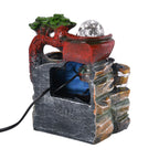Wasserbrunnen mit LED Lichter und Kristallkugel, 17x14x21 cm, Rote Amphoren und Mühlrad