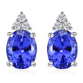 AAAA Tansanit, Weißer Diamant Ohrringe 950 Platin ca. 3,24 ct.