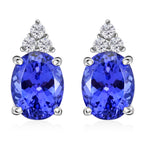 AAAA Tansanit, Weißer Diamant Ohrringe 950 Platin ca. 3,24 ct.