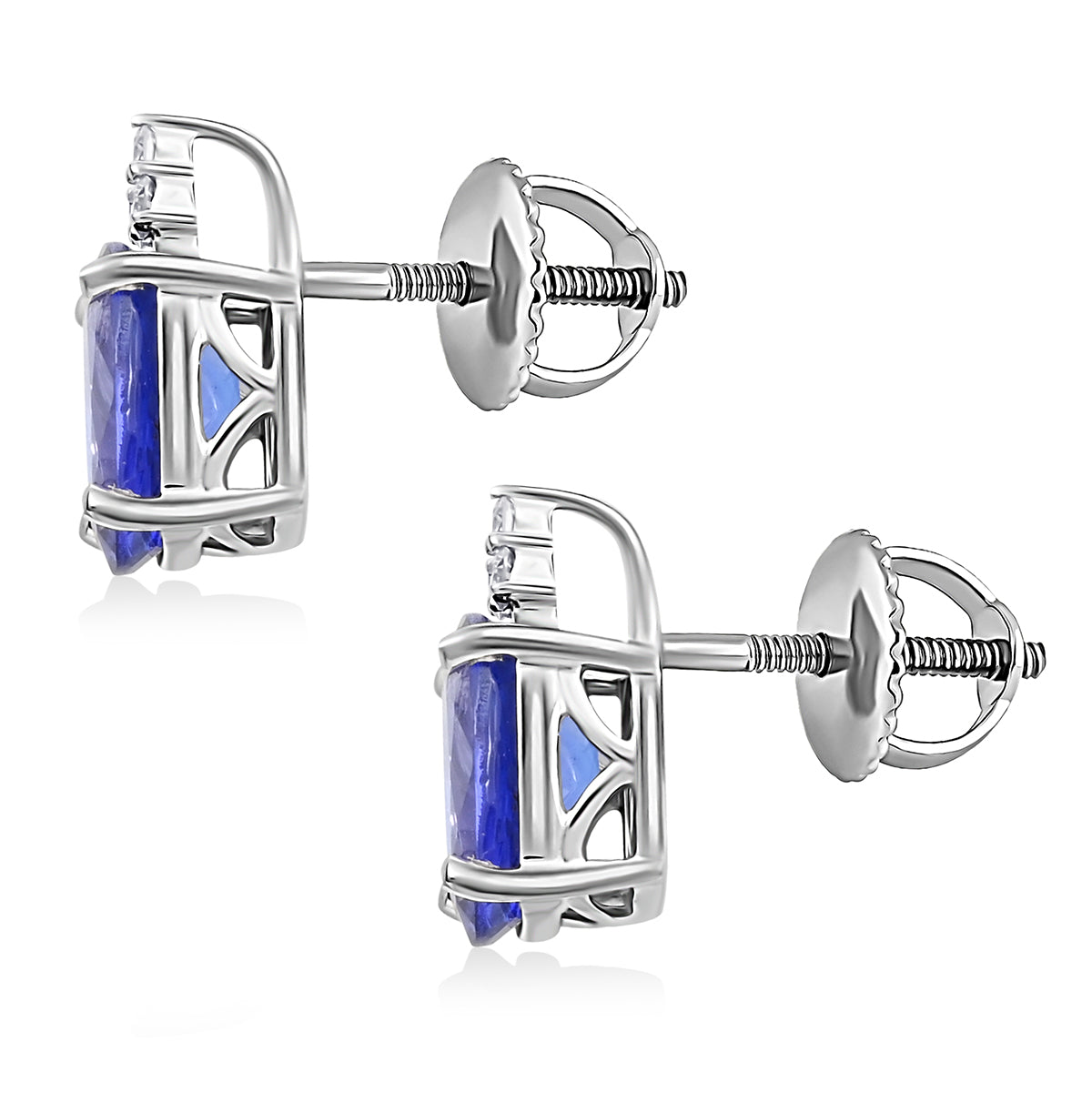 AAAA Tansanit, Weißer Diamant Ohrringe 950 Platin ca. 3,24 ct.