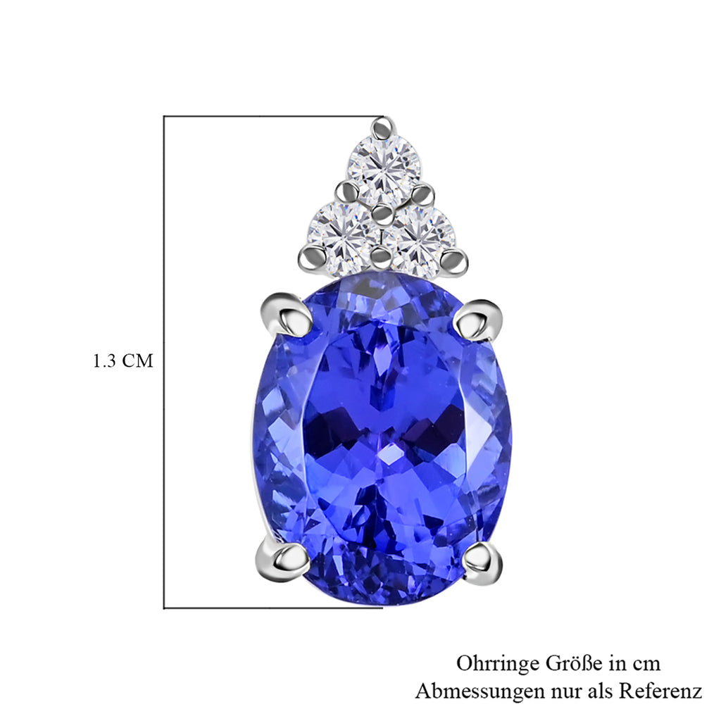 AAAA Tansanit, Weißer Diamant Ohrringe 950 Platin ca. 3,24 ct.