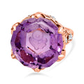 GP Italianische Garten Kollektion - Rose De France Amethyst, weißer Zirkon Ring, 925 Silber Roségold Vermeil (Größe 17.00) ca. 22.57 ct