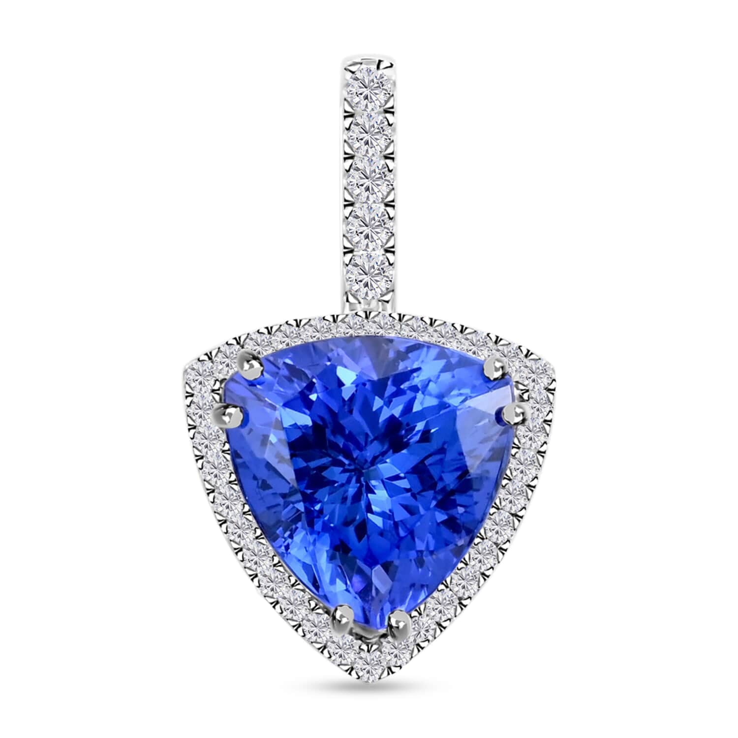 AAAA Tansanit, Weißer Diamant Anhänger 950 Platin ca. 3,75 ct.