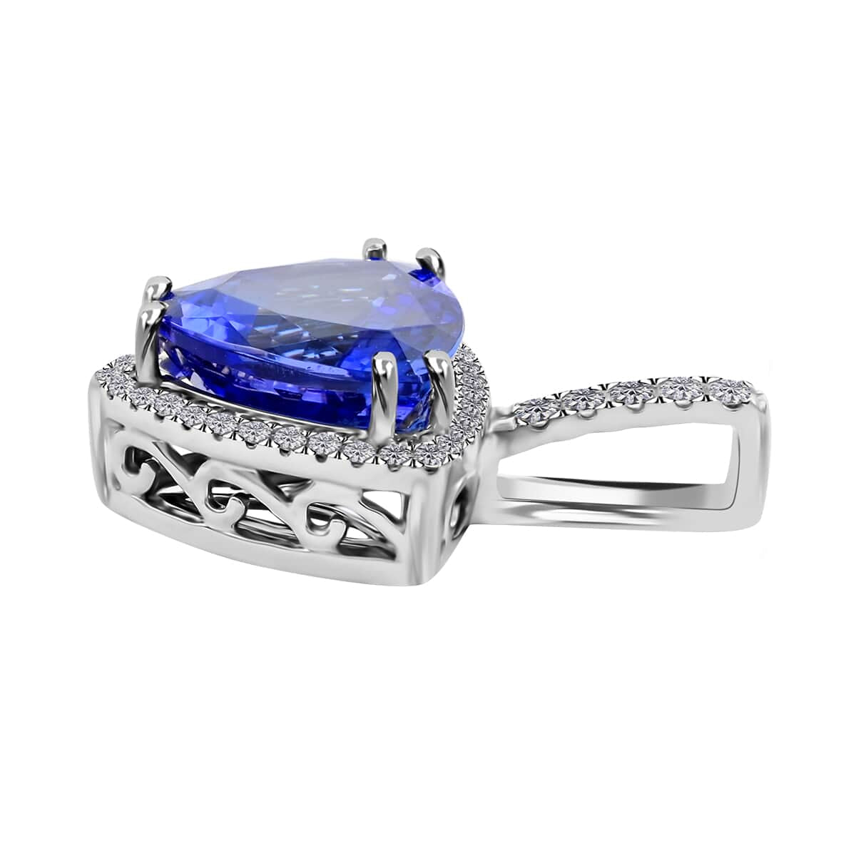 AAAA Tansanit, Weißer Diamant Anhänger 950 Platin ca. 3,75 ct.