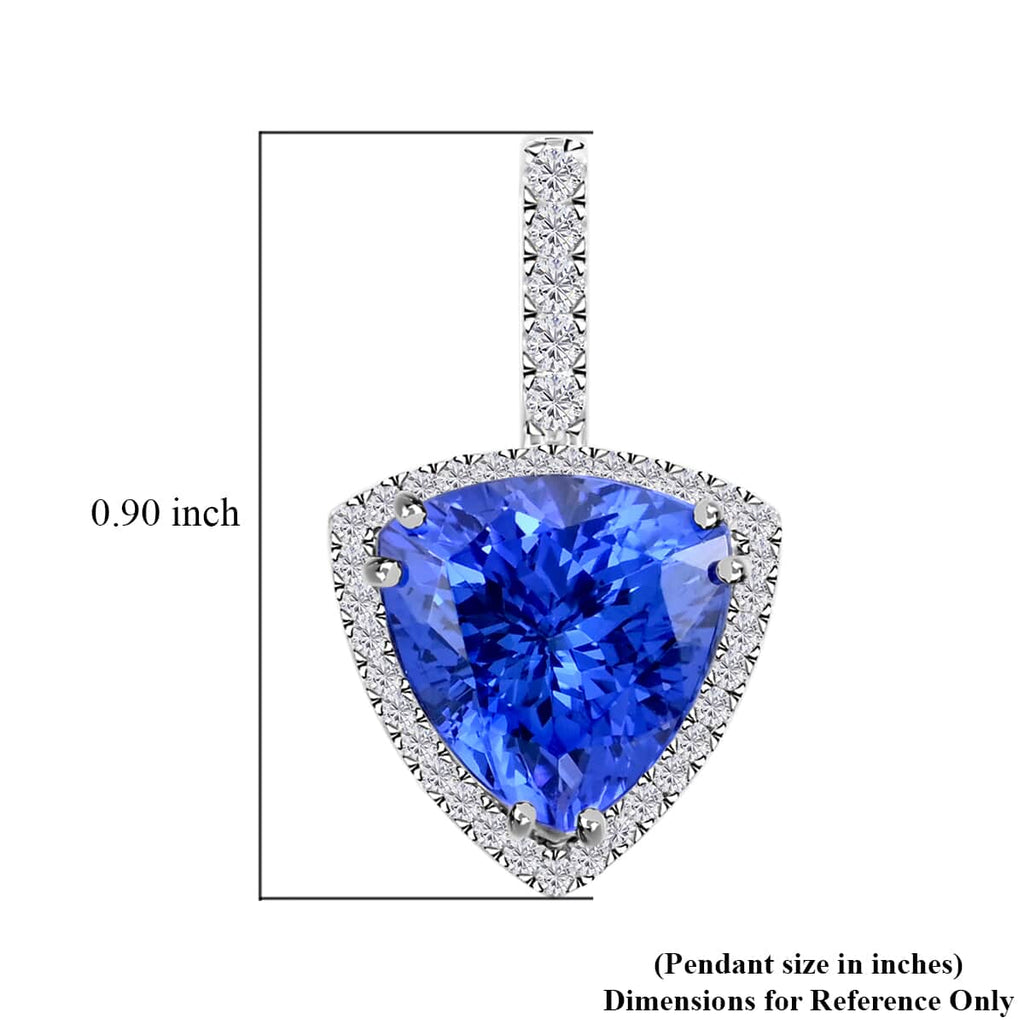 AAAA Tansanit, Weißer Diamant Anhänger 950 Platin ca. 3,75 ct.