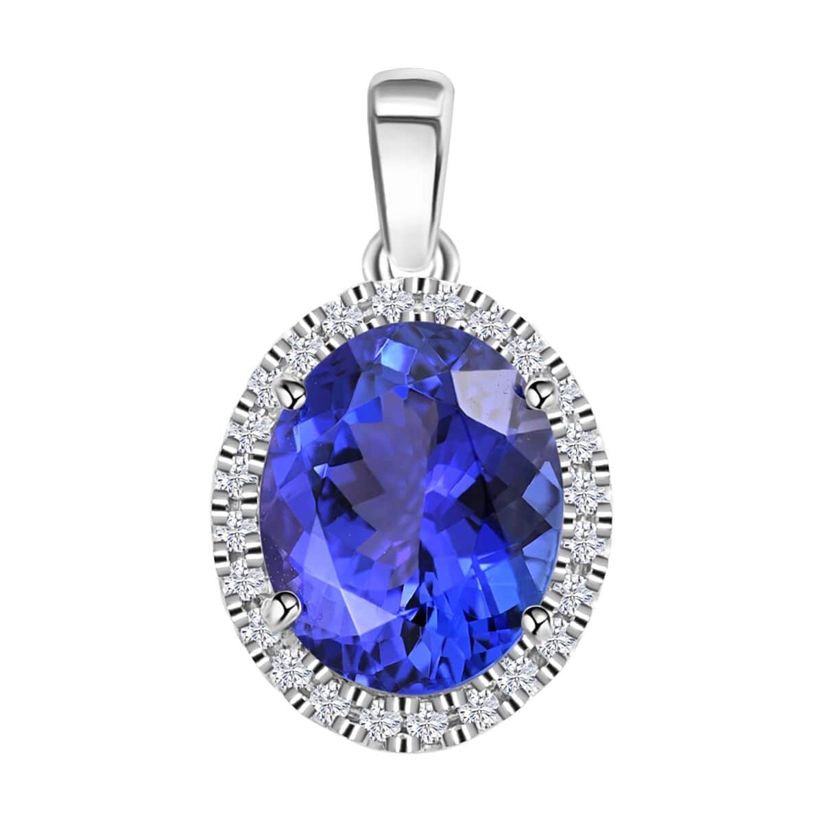 Rhapsody AAAA Tansanit, Weißer Diamant Anhänger 950 Platin ca. 2,85 ct.