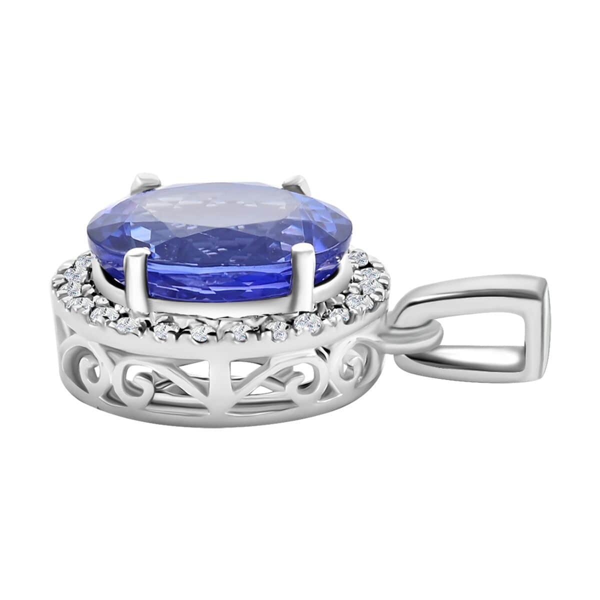 Rhapsody AAAA Tansanit, Weißer Diamant Anhänger 950 Platin ca. 2,85 ct.