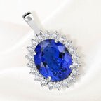 AAAA Tansanit, Weißer Diamant Anhänger 950 Platin ca. 4,25 ct.