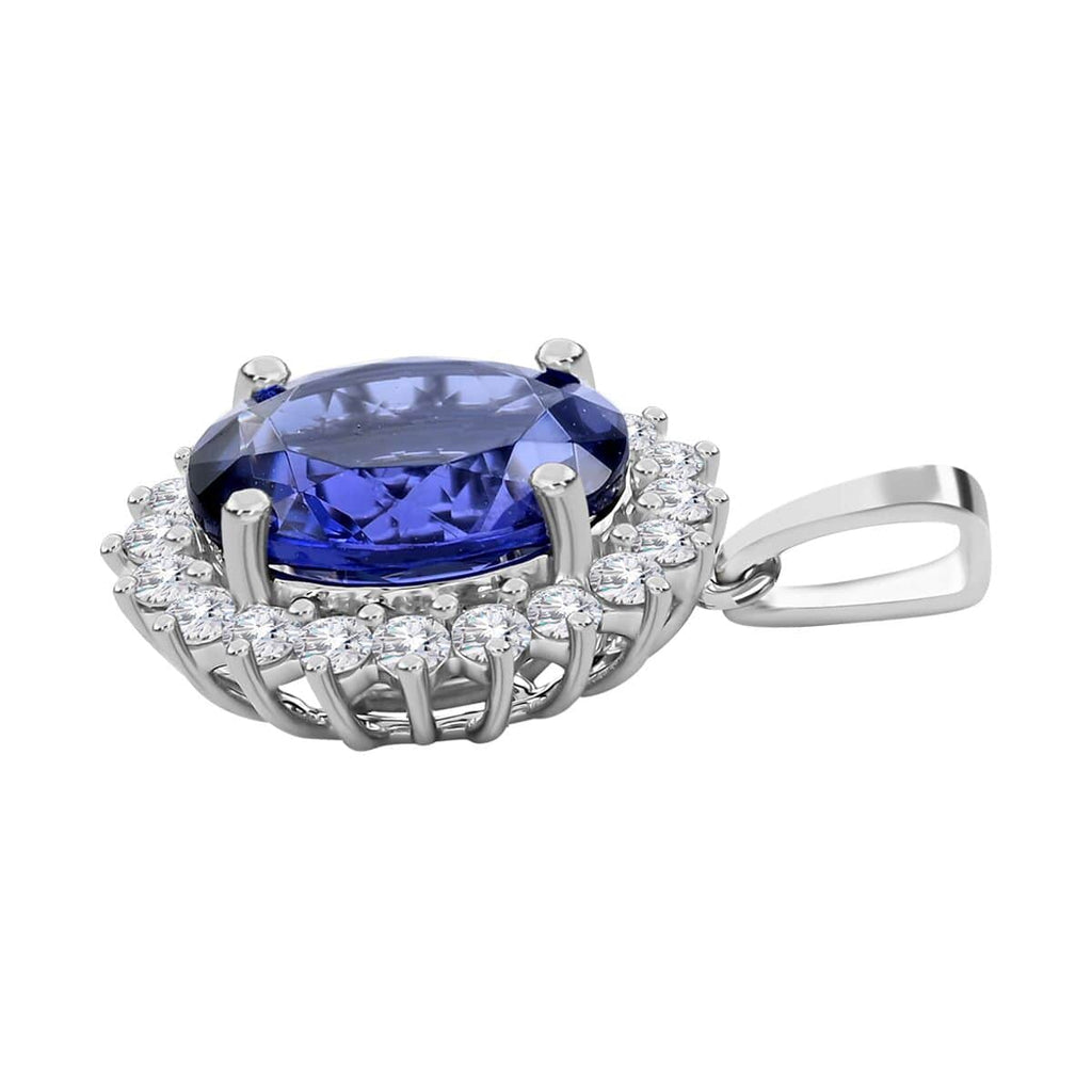 AAAA Tansanit, Weißer Diamant Anhänger 950 Platin ca. 4,25 ct.