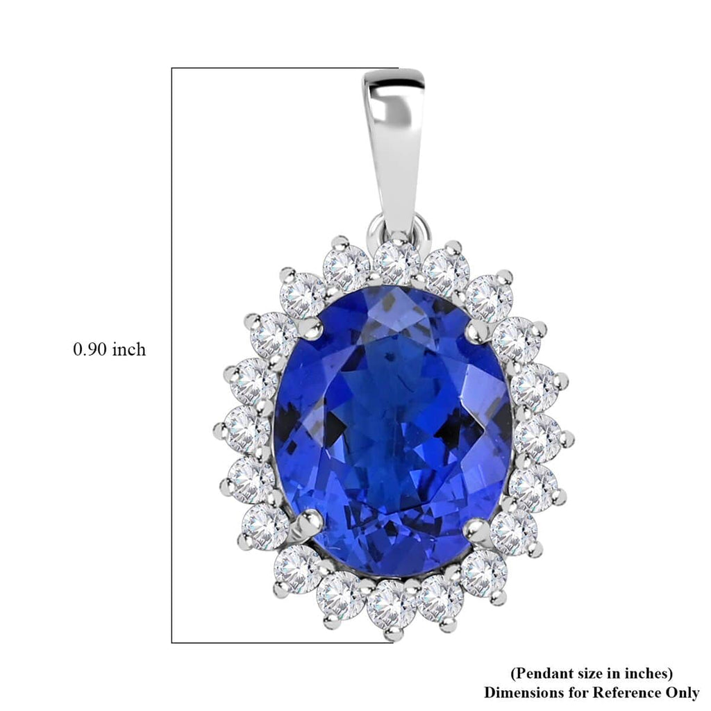 AAAA Tansanit, Weißer Diamant Anhänger 950 Platin ca. 4,25 ct.