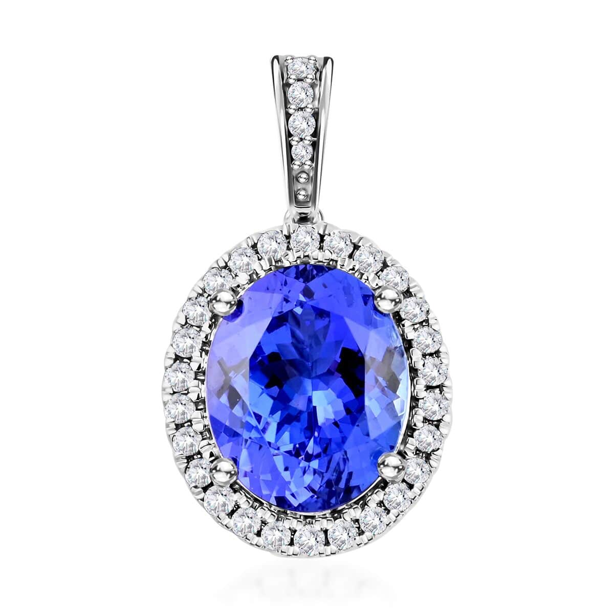 AAA Tansanit, Weißer Diamant Anhänger 585 Gold ca. 3,51 ct.