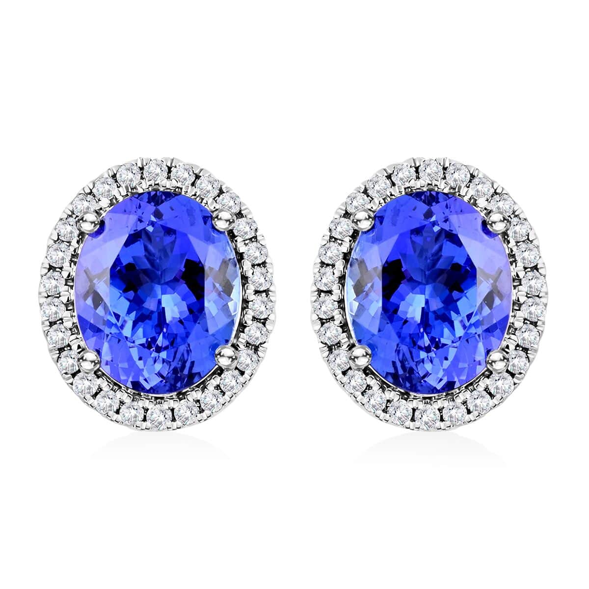 LUXORO AAA Tansanit, Weißer Diamant Ohrringe 585 Gold ca. 3,75 ct.