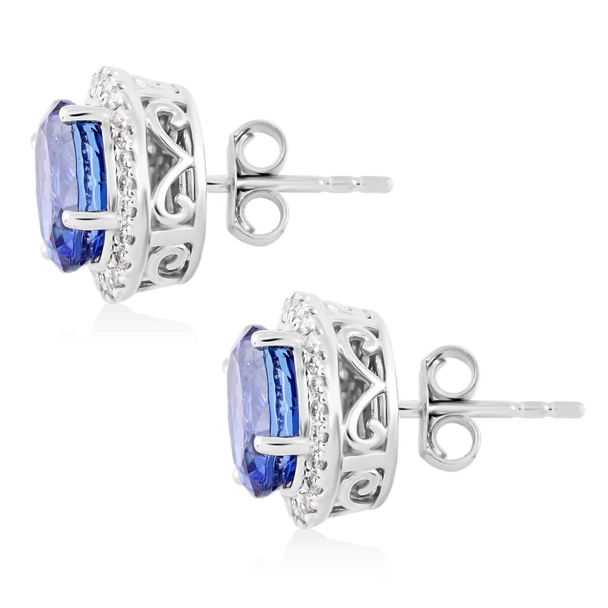 LUXORO AAA Tansanit, Weißer Diamant Ohrringe 585 Gold ca. 3,75 ct.