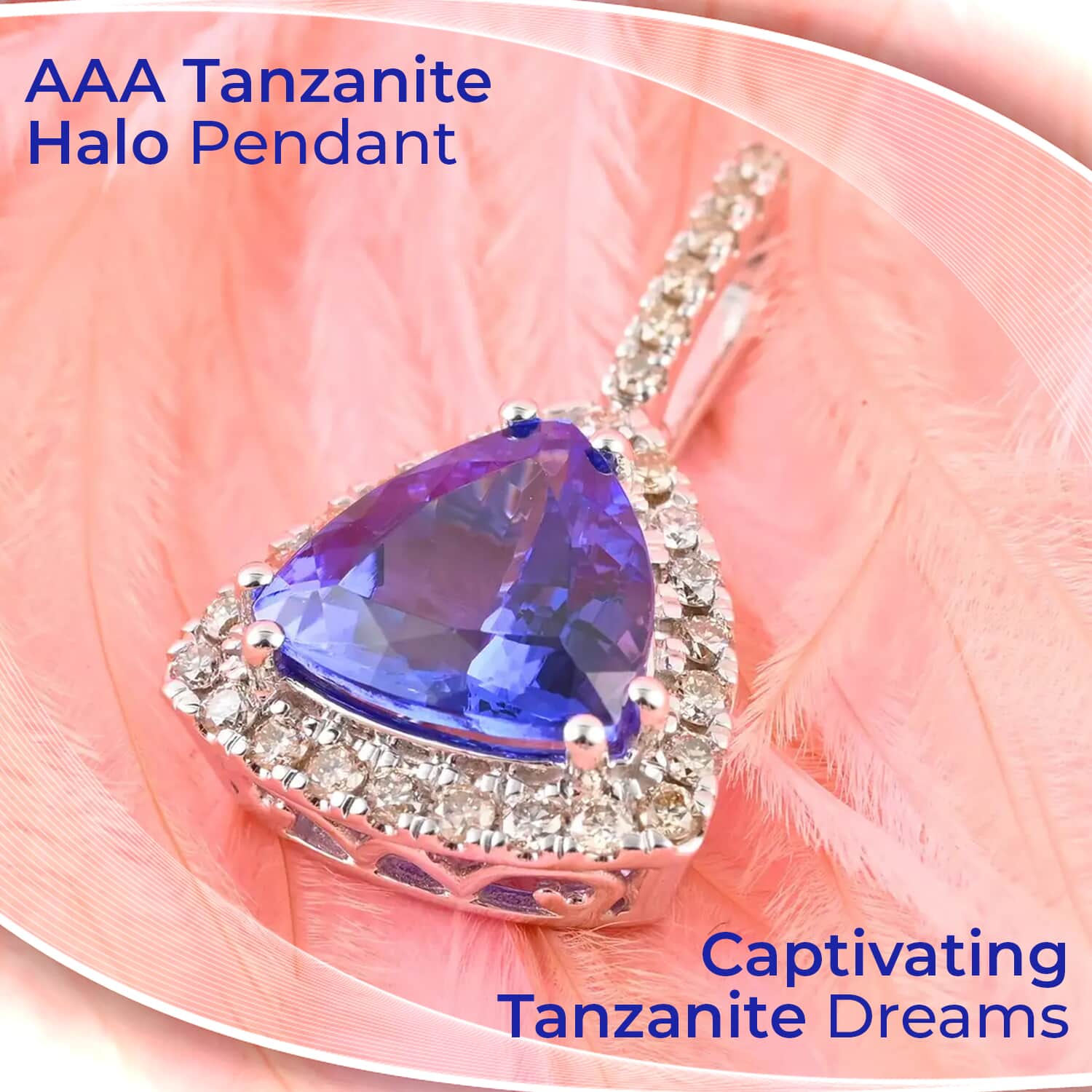 AAA Tansanit, Weißer Diamant Anhänger 585 Gold ca. 3,30 ct.