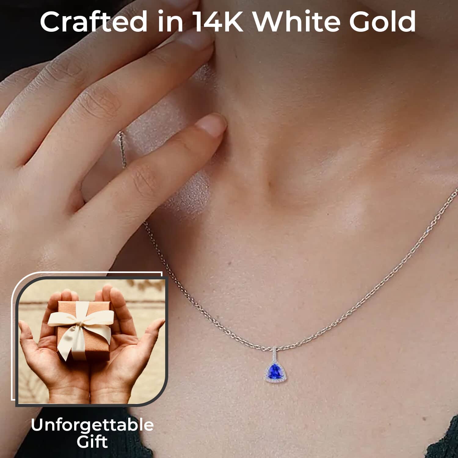 AAA Tansanit, Weißer Diamant Anhänger 585 Gold ca. 3,30 ct.