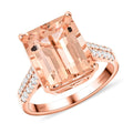 AAA Rosa Morganit, Weißer Diamant AGI zertifiziert und geprüft Ring 585 Rosa Gold (Größe 20.00) ca. 6.15 ct
