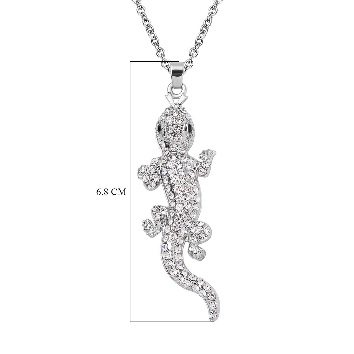 Gecko Schwarzer Kristall, Weißer Kristall Halskette, ca. 60 cm