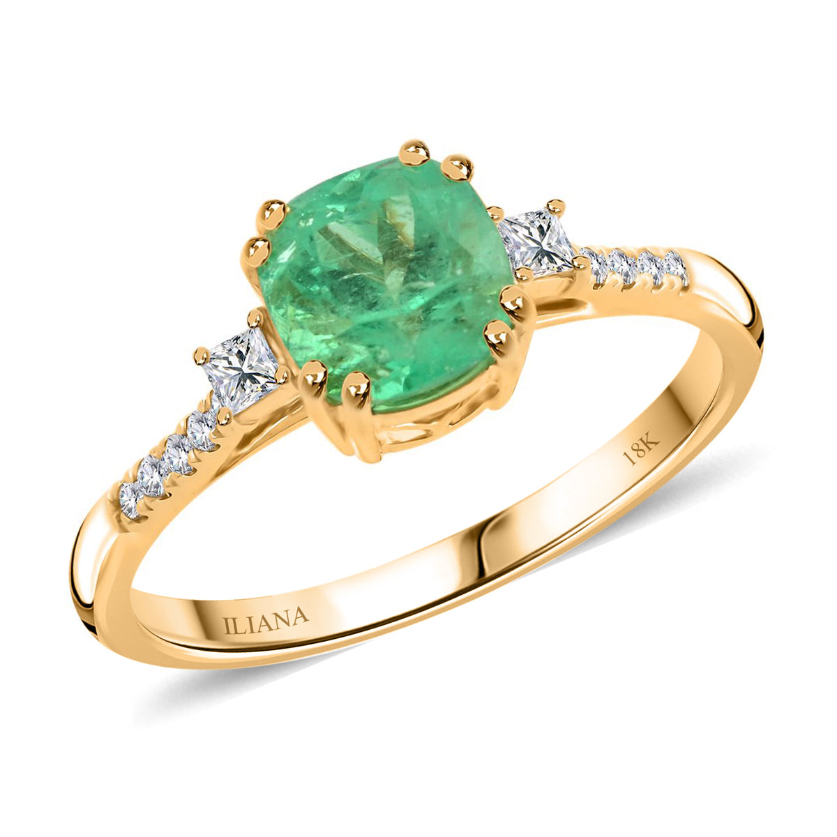 Iliana AAA Kolumbianischer Smaragd, Weißer Diamant Ring 750 Gold (Größe 18.00) ca. 1.80 ct