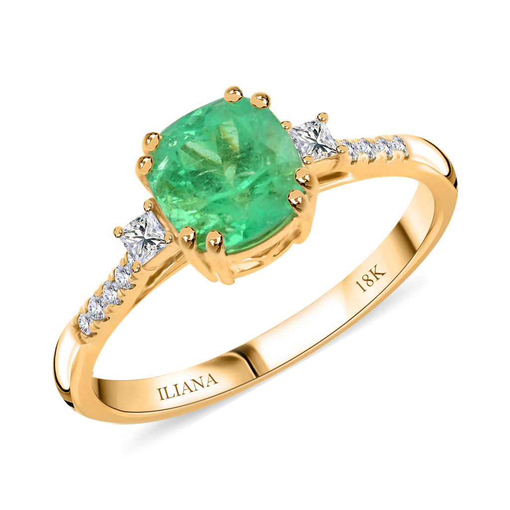 Iliana AAA Kolumbianischer Smaragd, Weißer Diamant Ring 750 Gold (Größe 18.00) ca. 1.80 ct
