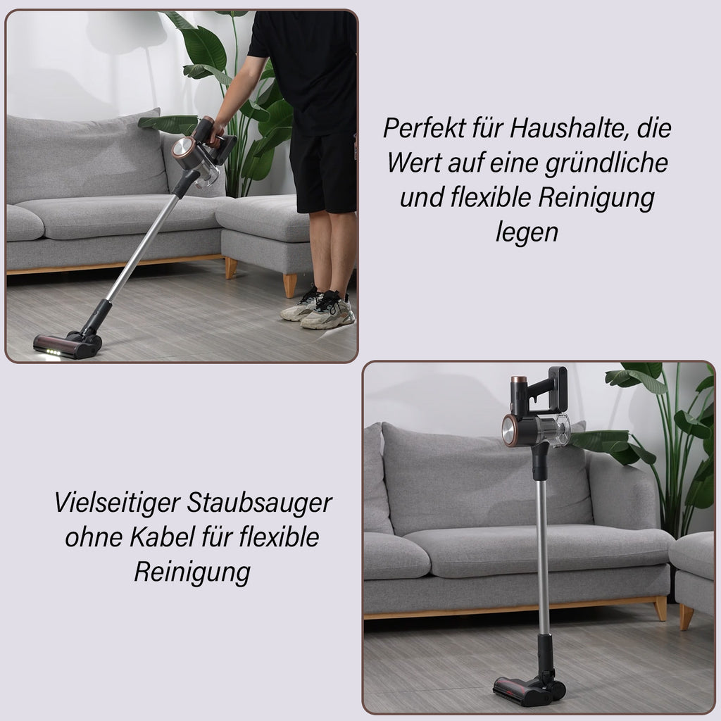 Allzweckschnurloser Staubsauger mit HEPA-Filter und Zubehör, 2000mAh wiederaufladbare Batterie,  25,5 x 24,5 x 114,3 cm, Gewicht 2,30kg