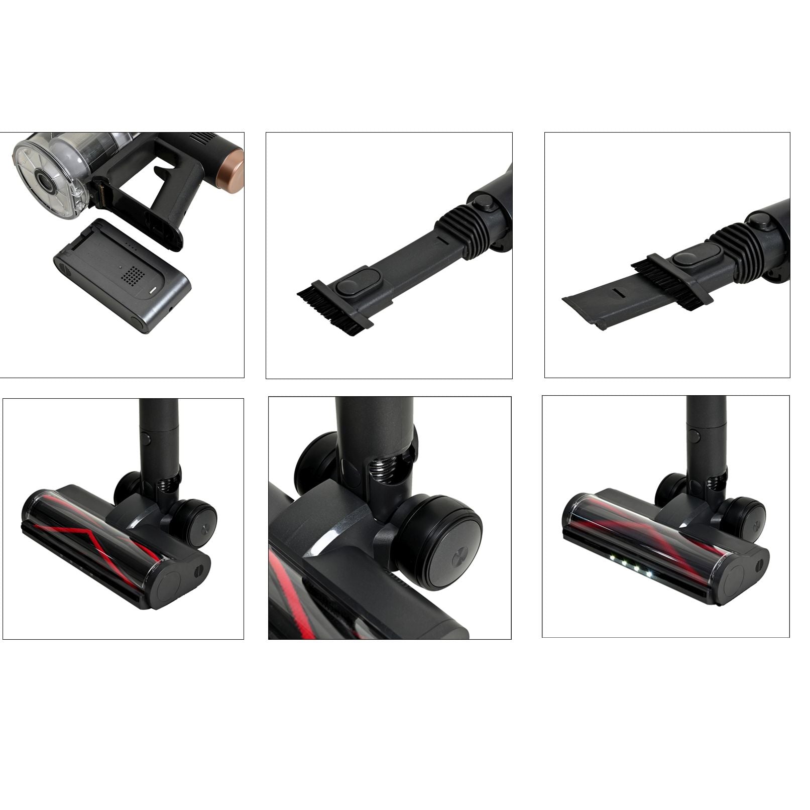 Allzweckschnurloser Staubsauger mit HEPA-Filter und Zubehör, 2000mAh wiederaufladbare Batterie,  25,5 x 24,5 x 114,3 cm, Gewicht 2,30kg