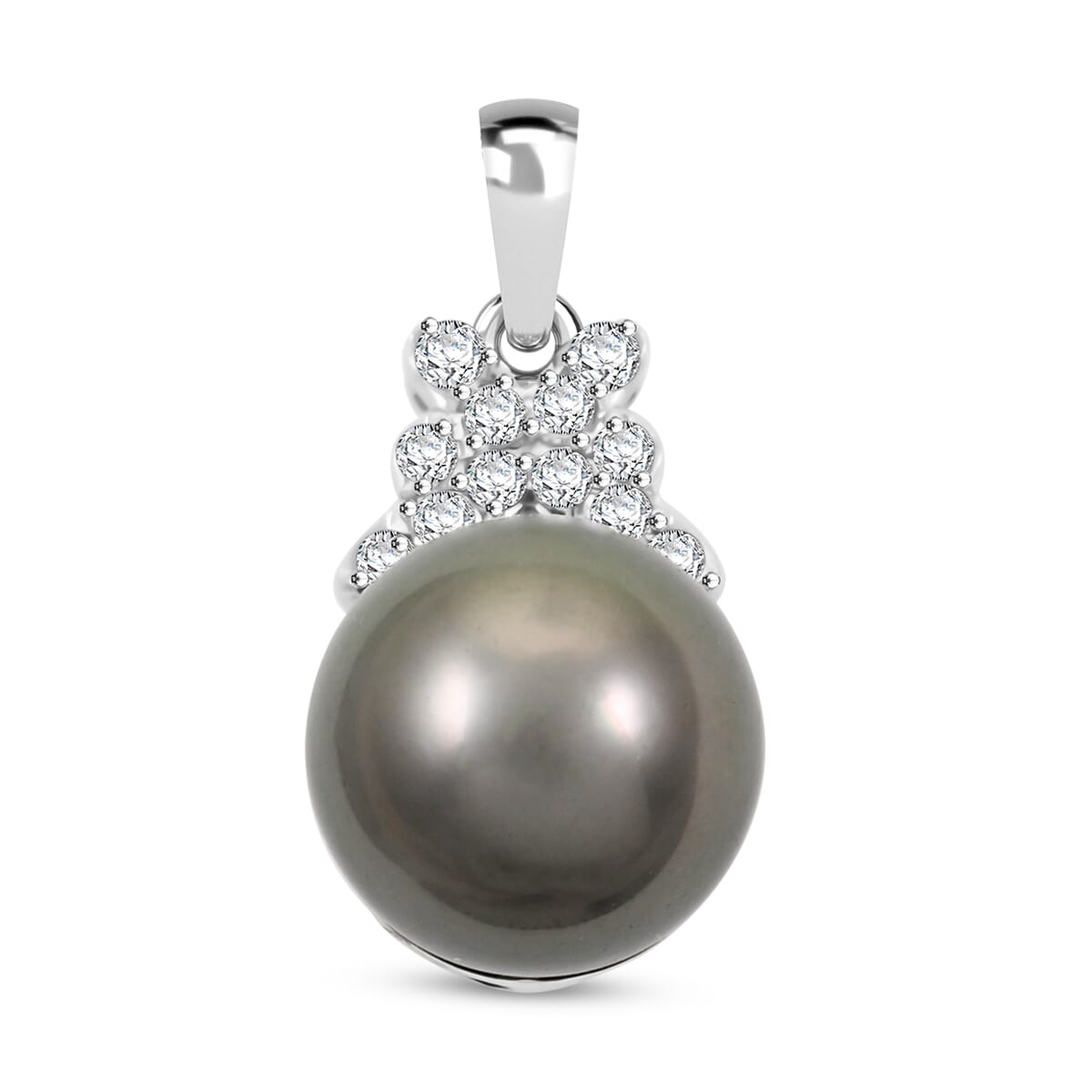 Iliana AAA Tahiti Perle (10-10.5 mm), Weißer Diamant Anhänger 750 Gold 7.66 ct