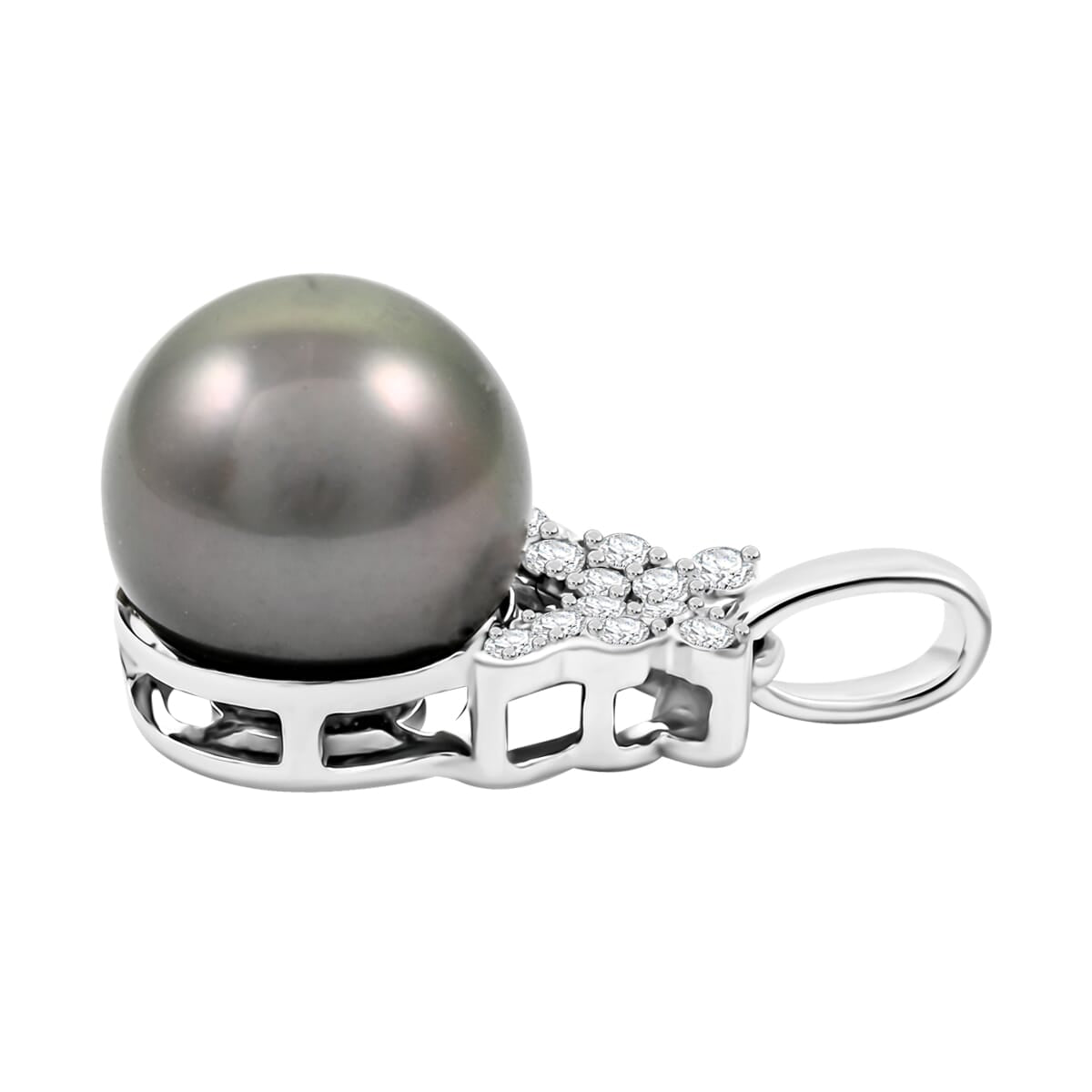 Iliana AAA Tahiti Perle (10-10.5 mm), Weißer Diamant Anhänger 750 Gold 7.66 ct