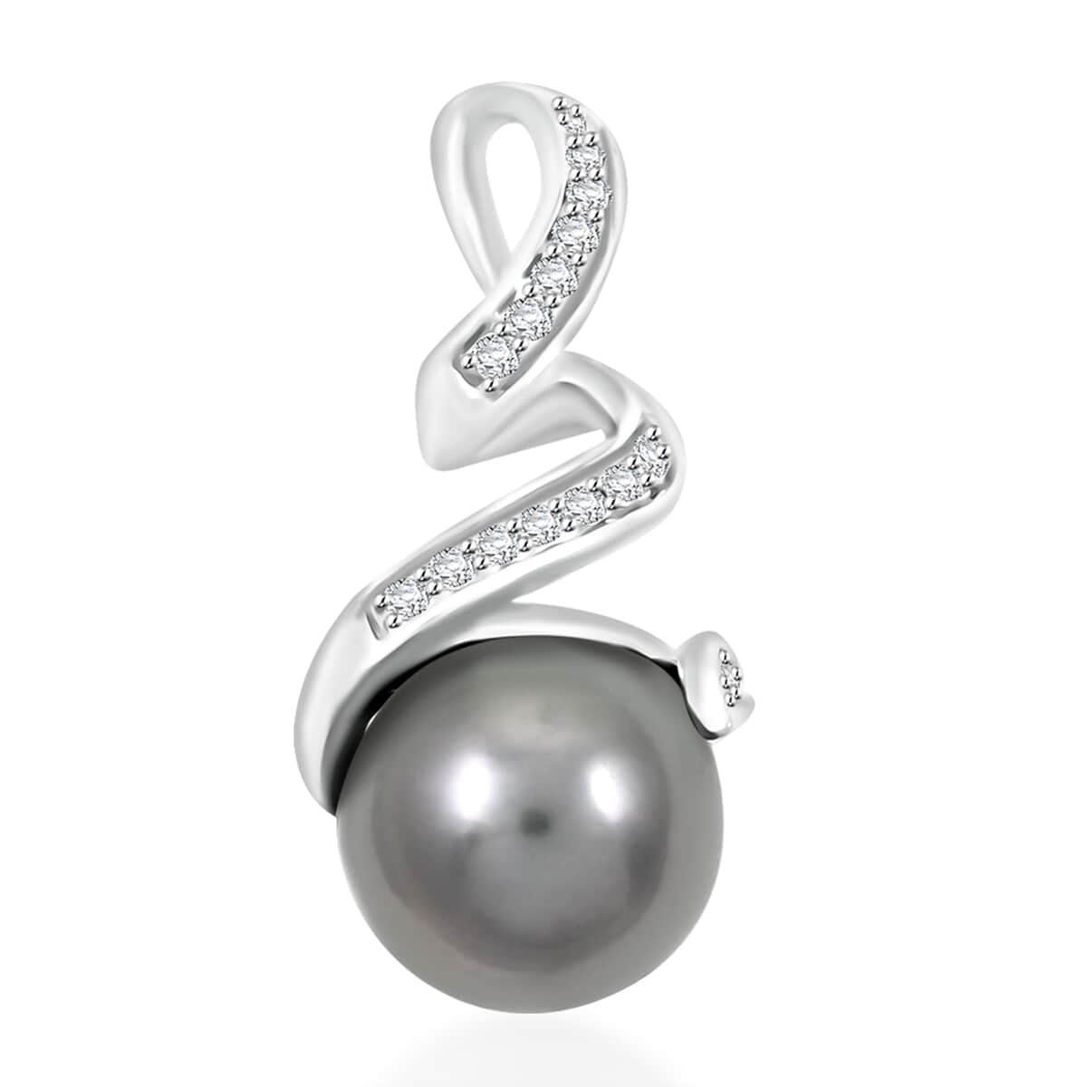 AAA Tahiti Perle (9.5-10 mm), Weißer Diamant Anhänger 750 Gold 5.75 ct