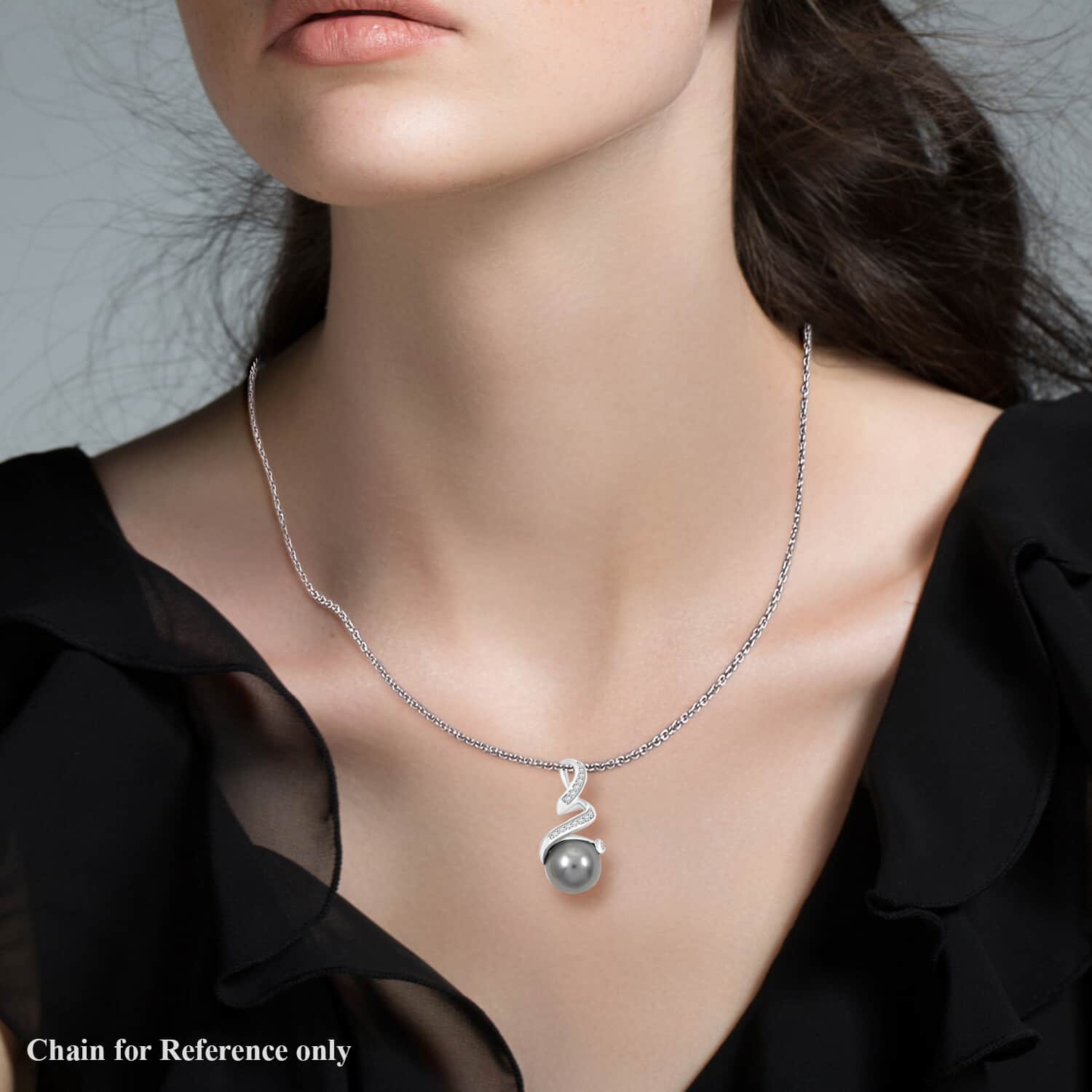 AAA Tahiti Perle (9.5-10 mm), Weißer Diamant Anhänger 750 Gold 5.75 ct