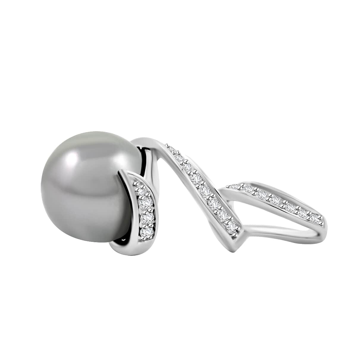 AAA Tahiti Perle (9.5-10 mm), Weißer Diamant Anhänger 750 Gold 5.75 ct