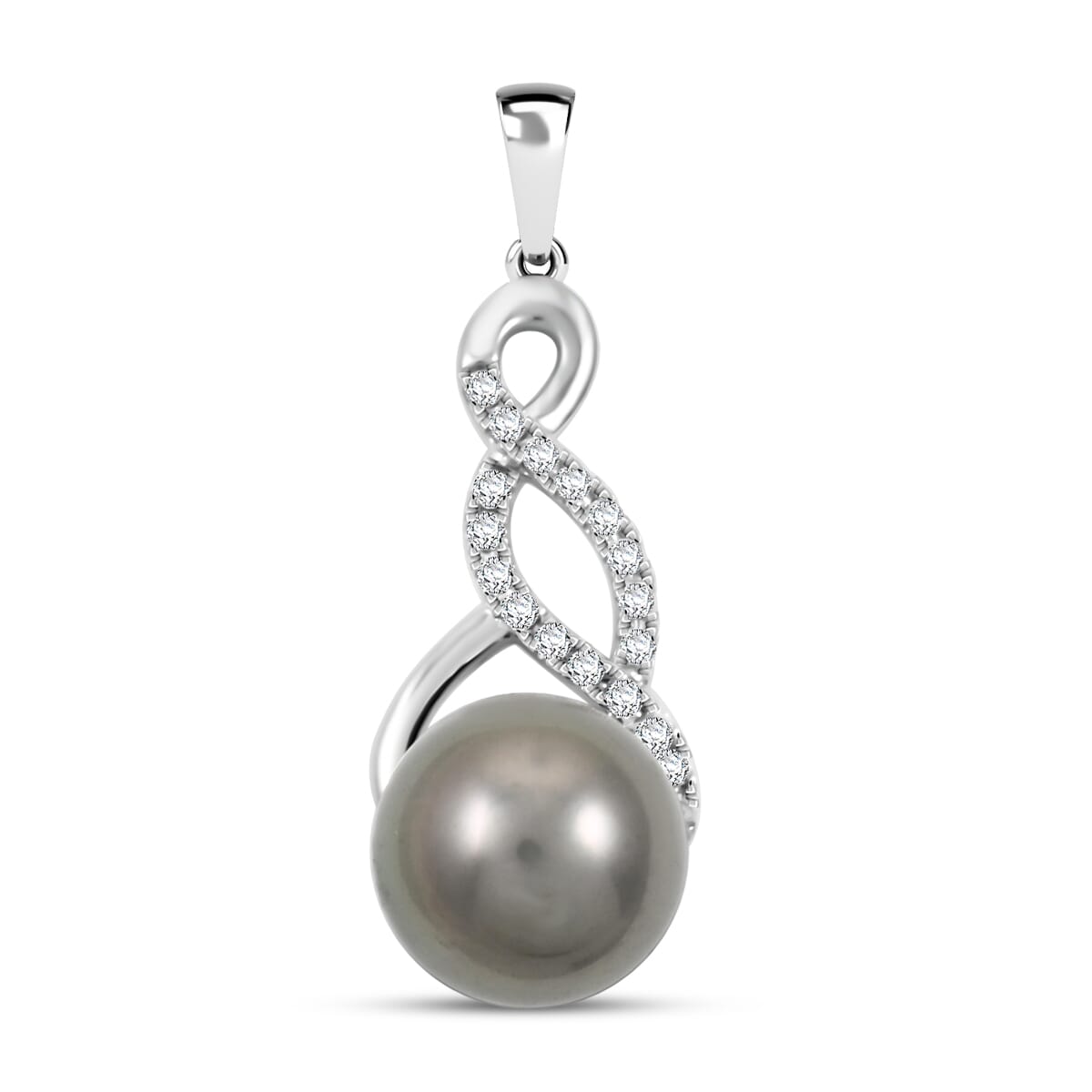 Iliana AAA Tahiti Perle (9.5-10 mm), Weißer Diamant Anhänger 750 Gold 5.70 ct
