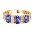 AAA Tansanit, Moissanit Ring 375 Gold (Größe 17.00) ca. 1,59 ct
