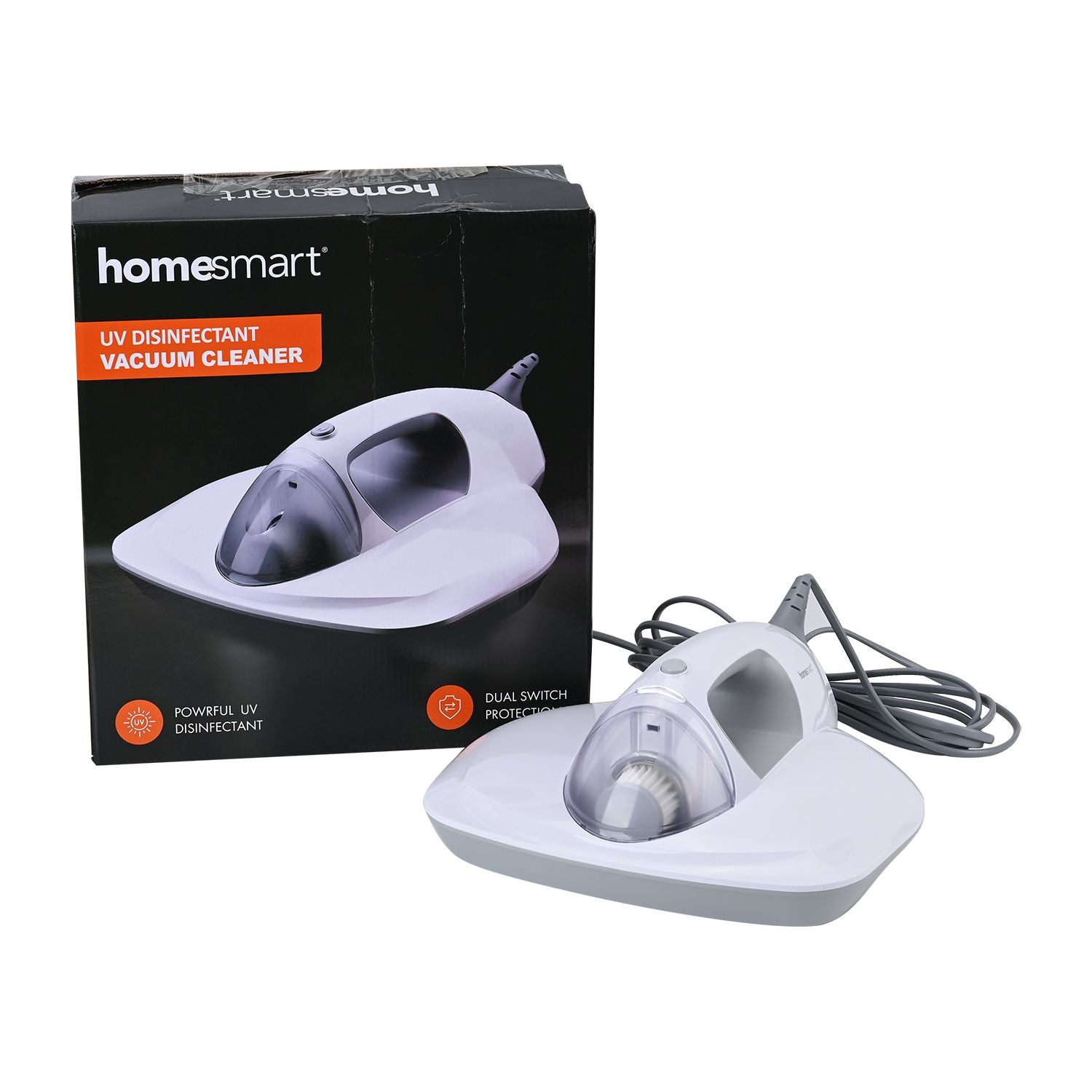 HOMESMART - UV Matratzen-Staubsauger - Mit Hochfrequenz-Pulsation und UV-Lichttechnologie für allergenfreie Luft, 0,3L Staubtank, 5m Kabel, 8-fach Filtersystem